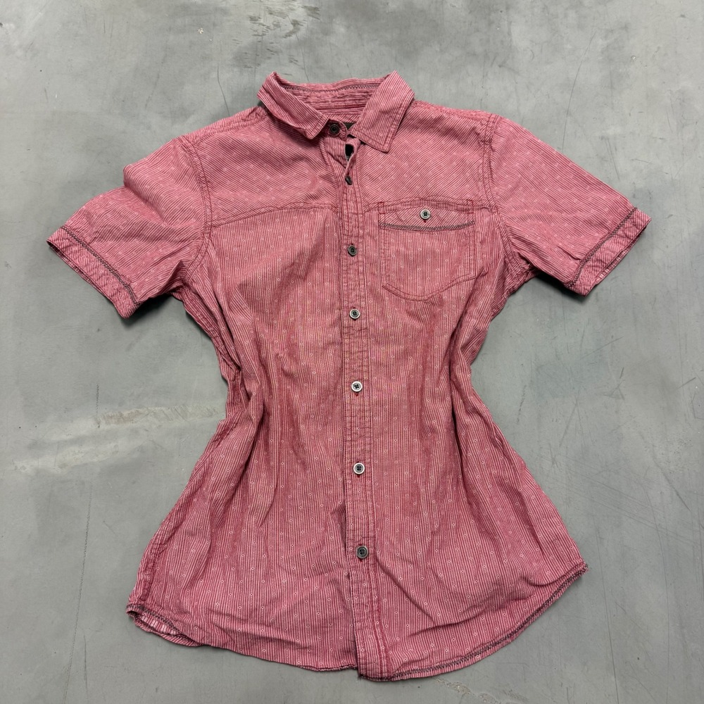 2000s y2k women's form fitting button up short‎ sleeve